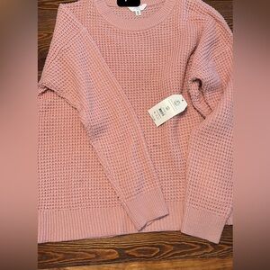 Time and Tru Blush Waffle Knit Sweater